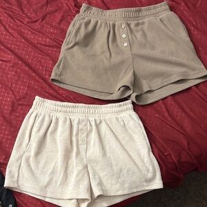 Women's Tan and Cream Shorts Set (2) NWOT